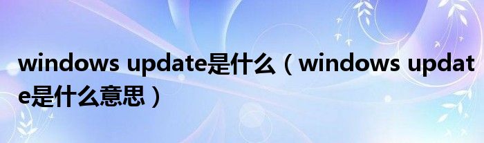 windows update是什么（windows update是什么意思）