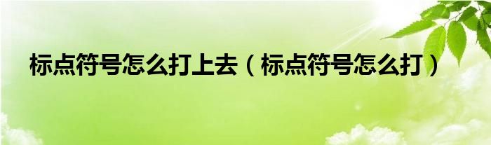 标点符号怎么打上去（标点符号怎么打）