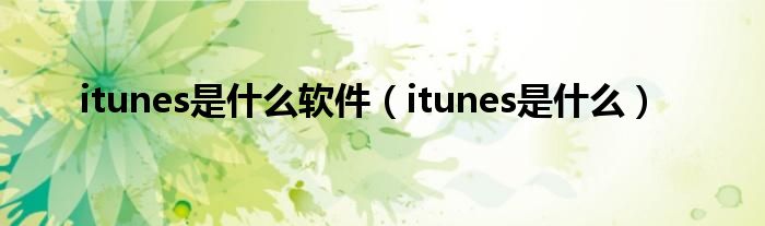 itunes是什么软件（itunes是什么）