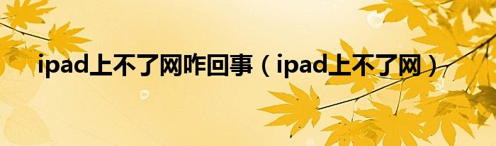 ipad上不了网咋回事（ipad上不了网）