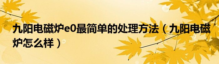 九阳电磁炉e0最简单的处理方法（九阳电磁炉怎么样）