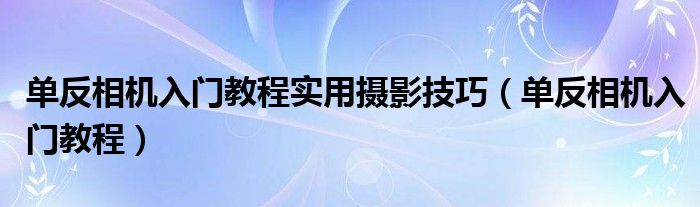 单反相机入门教程实用摄影技巧（单反相机入门教程）