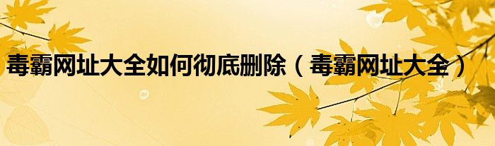 毒霸网址大全如何彻底删除（毒霸网址大全）