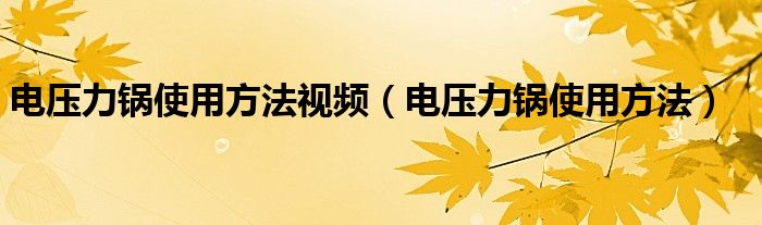 电压力锅使用方法视频（电压力锅使用方法）