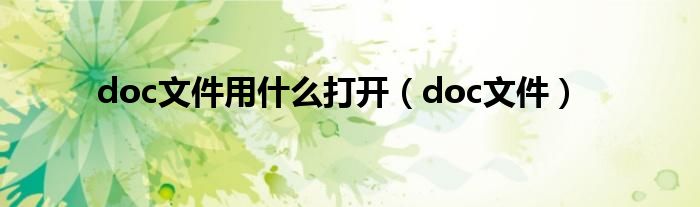 doc文件用什么打开（doc文件）