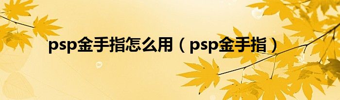 psp金手指怎么用（psp金手指）