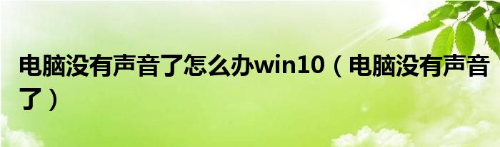 电脑没有声音了怎么办win10（电脑没有声音了）