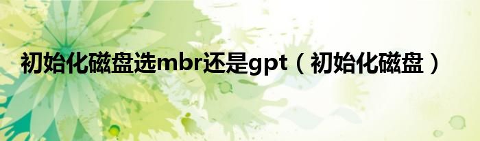 初始化磁盘选mbr还是gpt（初始化磁盘）