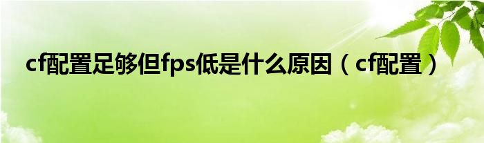 cf配置足够但fps低是什么原因（cf配置）