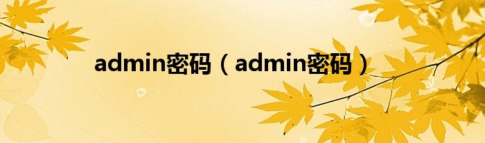 admin密码（admin密码）