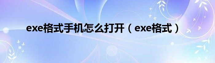 exe格式手机怎么打开（exe格式）