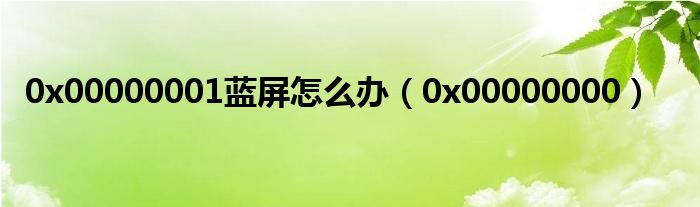 0x00000001蓝屏怎么办（0x00000000）