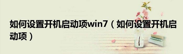 如何设置开机启动项win7（如何设置开机启动项）