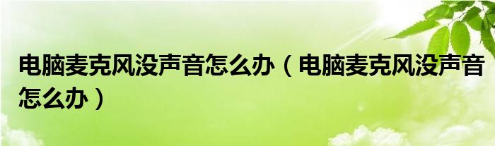 电脑麦克风没声音怎么办（电脑麦克风没声音怎么办）