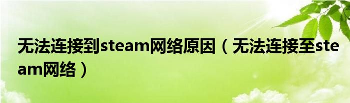 无法连接到steam网络原因（无法连接至steam网络）