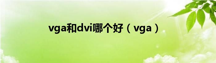 vga和dvi哪个好（vga）