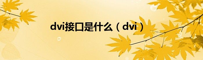 dvi接口是什么（dvi）