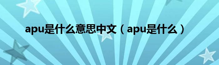 apu是什么意思中文（apu是什么）