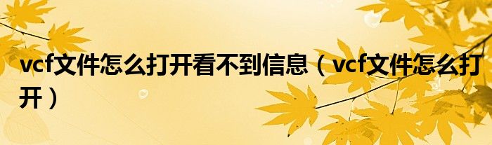 vcf文件怎么打开看不到信息（vcf文件怎么打开）