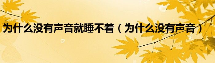 为什么没有声音就睡不着（为什么没有声音）