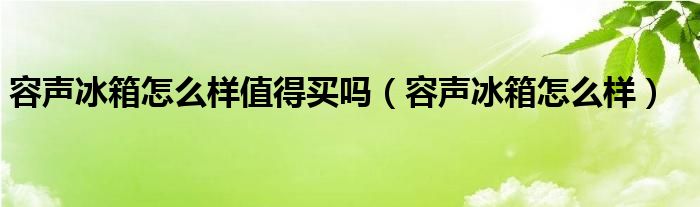 容声冰箱怎么样值得买吗（容声冰箱怎么样）