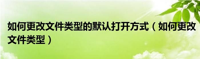 如何更改文件类型的默认打开方式（如何更改文件类型）