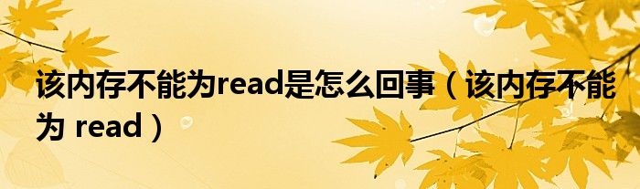 该内存不能为read是怎么回事（该内存不能为 read）