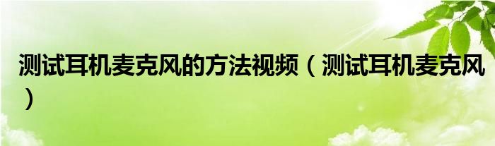 测试耳机麦克风的方法视频（测试耳机麦克风）