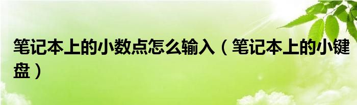 笔记本上的小数点怎么输入（笔记本上的小键盘）