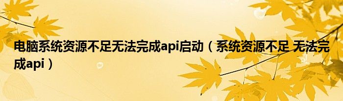 电脑系统资源不足无法完成api启动（系统资源不足 无法完成api）