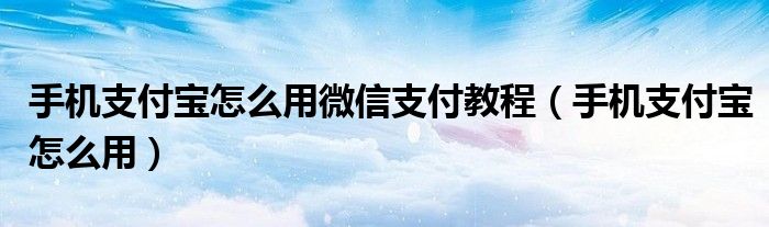 手机支付宝怎么用微信支付教程（手机支付宝怎么用）