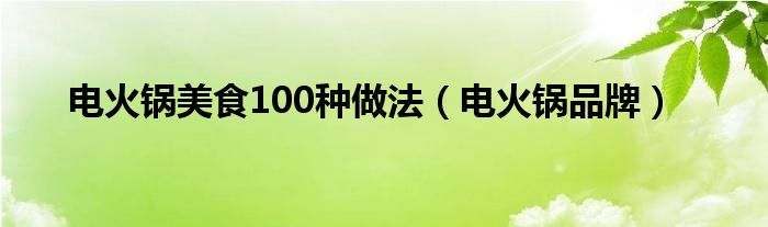 电火锅美食100种做法（电火锅品牌）