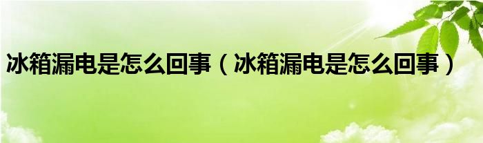 冰箱漏电是怎么回事（冰箱漏电是怎么回事）