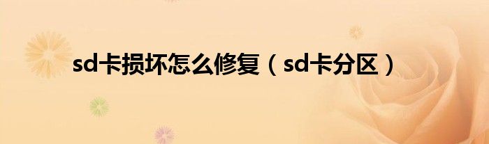 sd卡损坏怎么修复（sd卡分区）