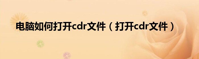 电脑如何打开cdr文件（打开cdr文件）