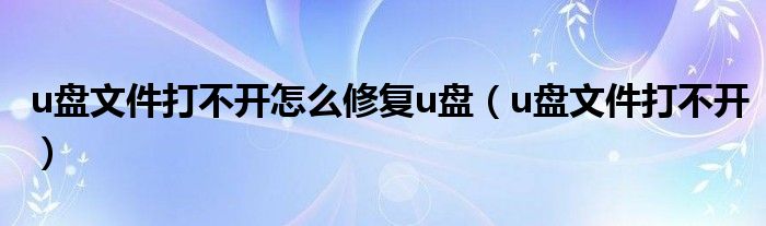 u盘文件打不开怎么修复u盘（u盘文件打不开）