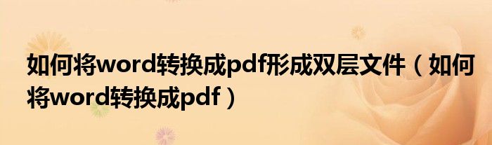 如何将word转换成pdf形成双层文件（如何将word转换成pdf）