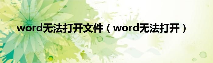 word无法打开文件（word无法打开）