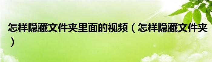 怎样隐藏文件夹里面的视频（怎样隐藏文件夹）