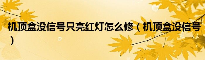 机顶盒没信号只亮红灯怎么修（机顶盒没信号）