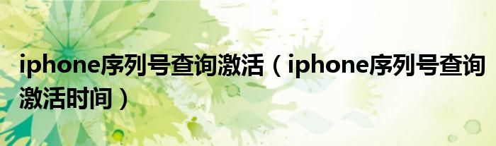 iphone序列号查询激活（iphone序列号查询激活时间）