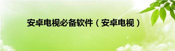 安卓电视必备软件（安卓电视）