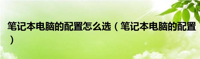 笔记本电脑的配置怎么选（笔记本电脑的配置）