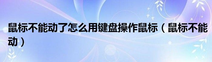 鼠标不能动了怎么用键盘操作鼠标（鼠标不能动）