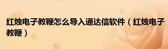 红烛电子教鞭怎么导入通达信软件（红烛电子教鞭）