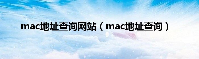 mac地址查询网站（mac地址查询）