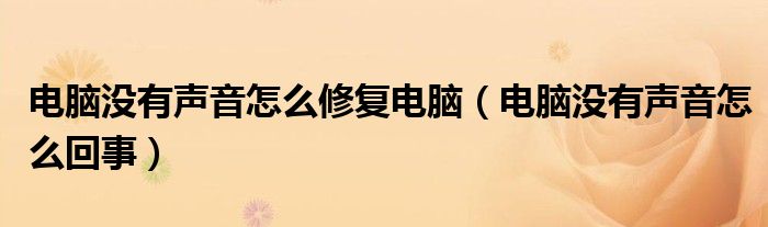 电脑没有声音怎么修复电脑（电脑没有声音怎么回事）