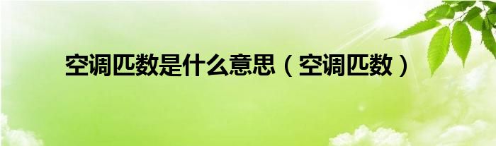 空调匹数是什么意思（空调匹数）