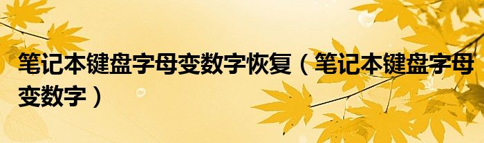 笔记本键盘字母变数字恢复（笔记本键盘字母变数字）