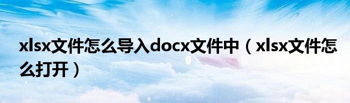 xlsx文件怎么导入docx文件中（xlsx文件怎么打开）